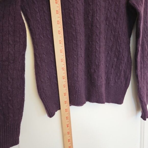 Tweeds 100% 2-Ply Cashmere Cabled Turtleneck Purple Long Sleeve Sweater Size M - Picture 5 of 7